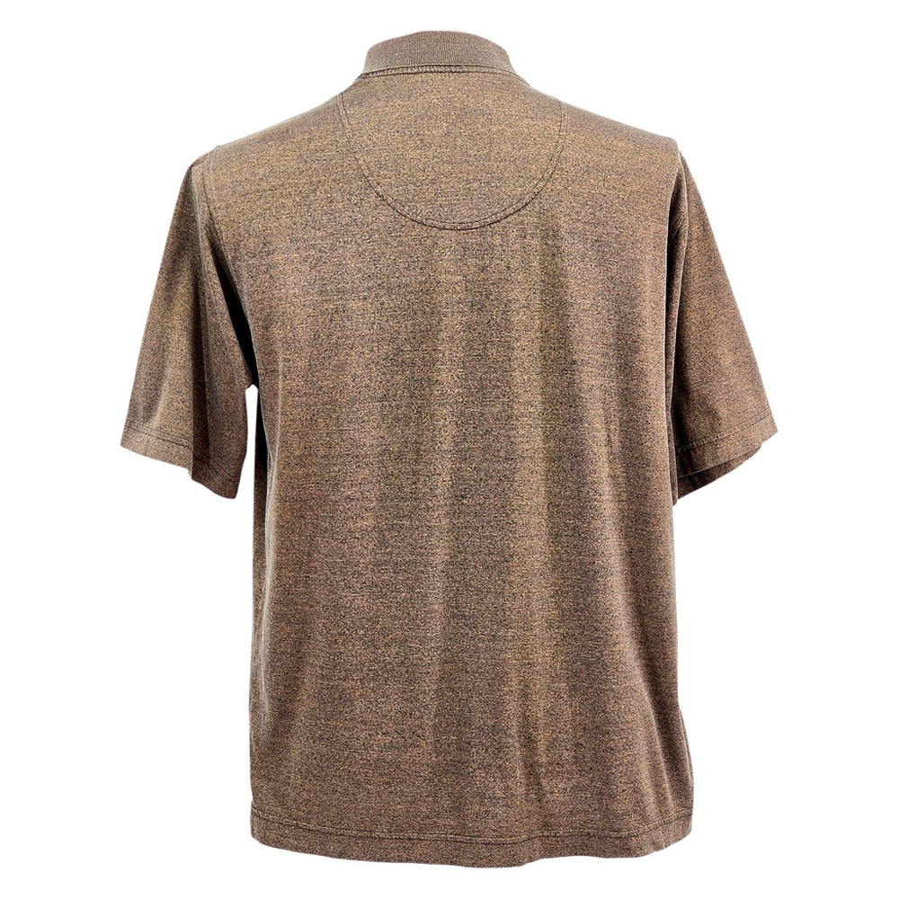 Quiet Luxury Mendocino Polo Shirt Men Brown Heather Short Sleeve - Picture 2 of 9